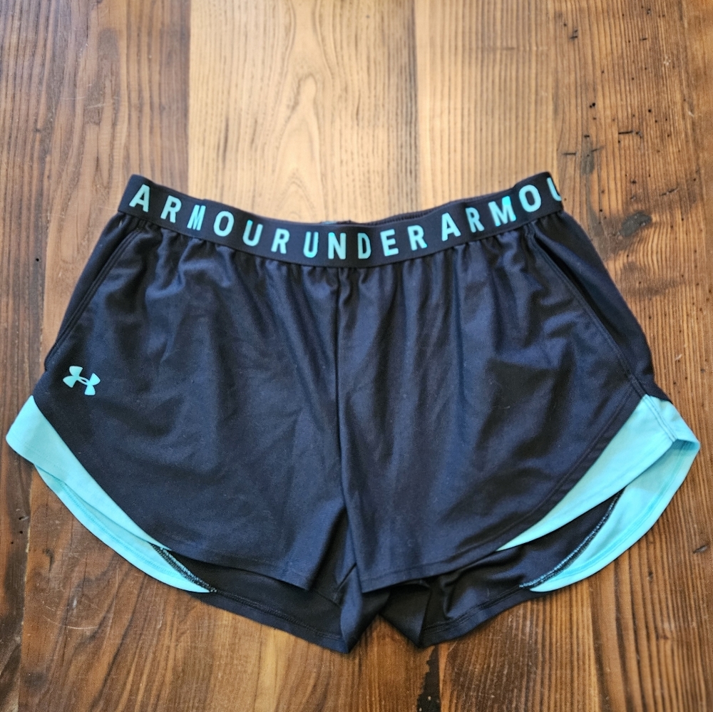 Under Armour Black and Teal Athletic Shorts